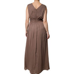 Peserico Brown Sleeveless Deep V-neck A-line Long Maxi Dress DR281422-42