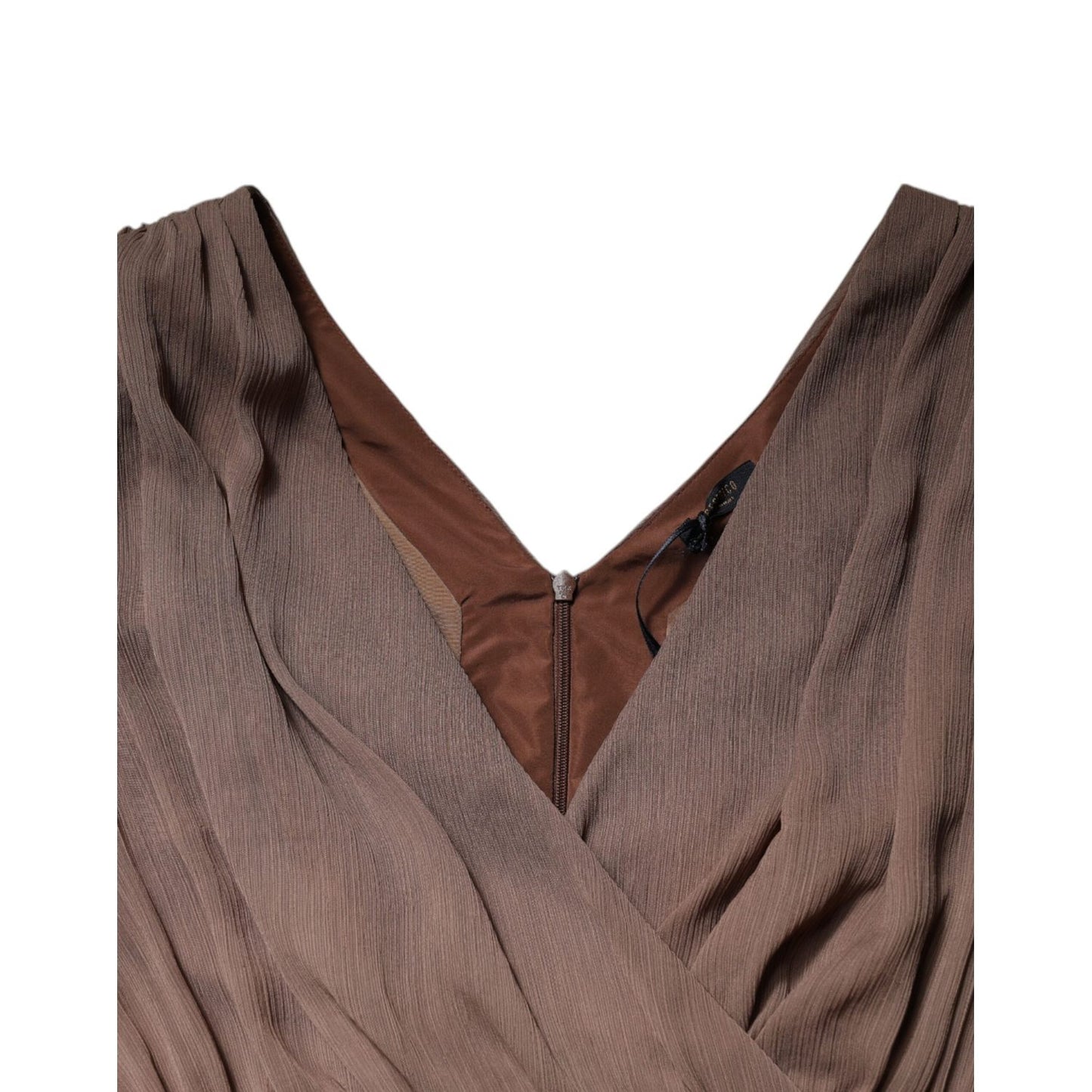 Peserico Brown Sleeveless Deep V-neck A-line Long Maxi Dress DR281422-42