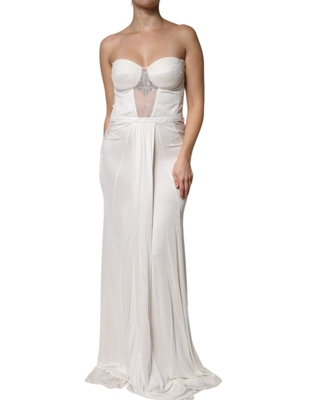 Elisabetta Franchi White Strapless Bustier Mermaid Gown Dress DR281428-46