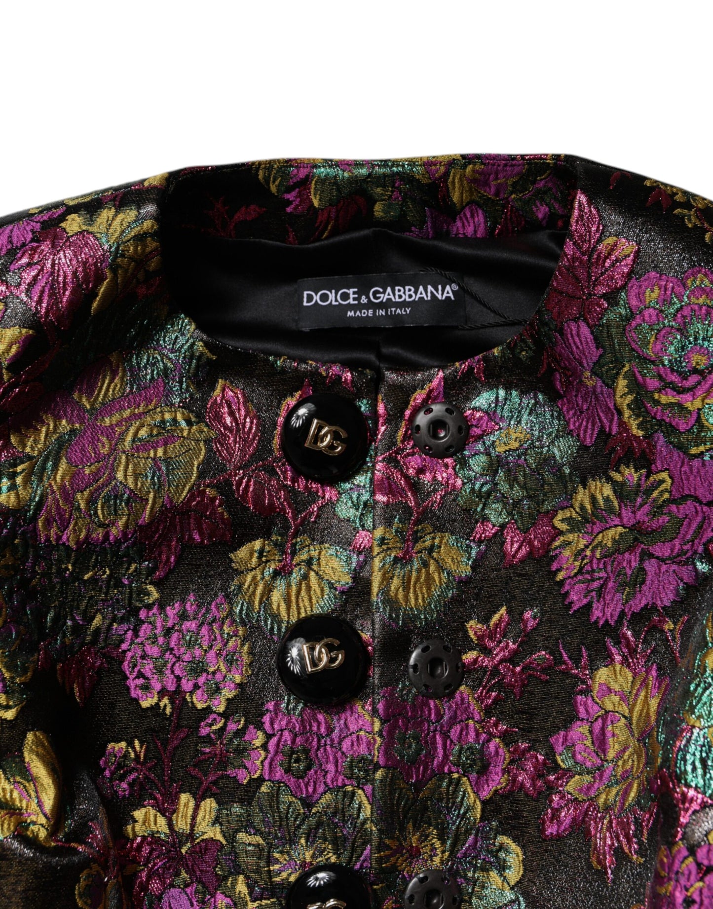 Dolce & Gabbana Multicolor Floral Jacquard Cropped Jacket JKT4101-36