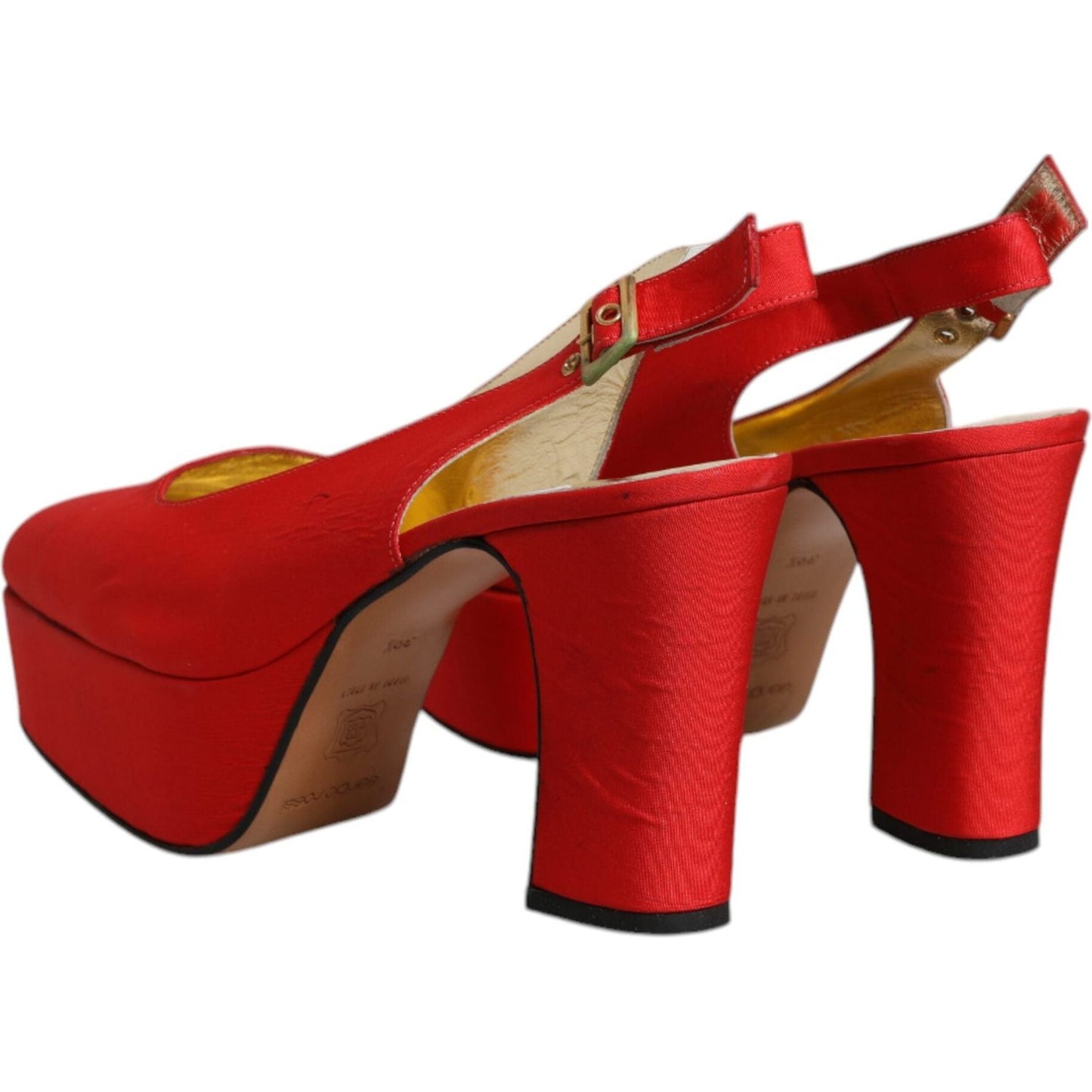 Dolce & Gabbana Red Platform Slingback Heels Sandals Shoes 1728,67345645728,Dolce & Gabbana,EU39.5/US9,Material: Leather,Preowned / Defect,Red,Sandals - Women - Shoes,Shoes,Women,Women - Shoes Dolce & Gabbana LA12219-39.5