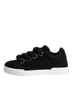 Dolce & Gabbana Black Portofino Low Top Sneakers Shoes LA12255-37