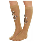 Dolce & Gabbana Gold Stretch Floral Clear Crystal Stocking Socks 1728,20% Metal,23% Polyester,5% Elastane,67345645728,Accessories,Dolce & Gabbana,Gold,M,Material: 52% Nylon,New with tags,Other - Women - Accessories,S,Women,Women - Accessories Dolce & Gabb