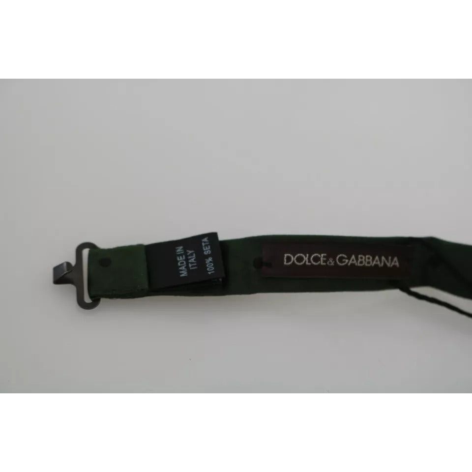 Dolce & Gabbana Green Dotted Silk Adjustable Neck Bow Tie FT2043