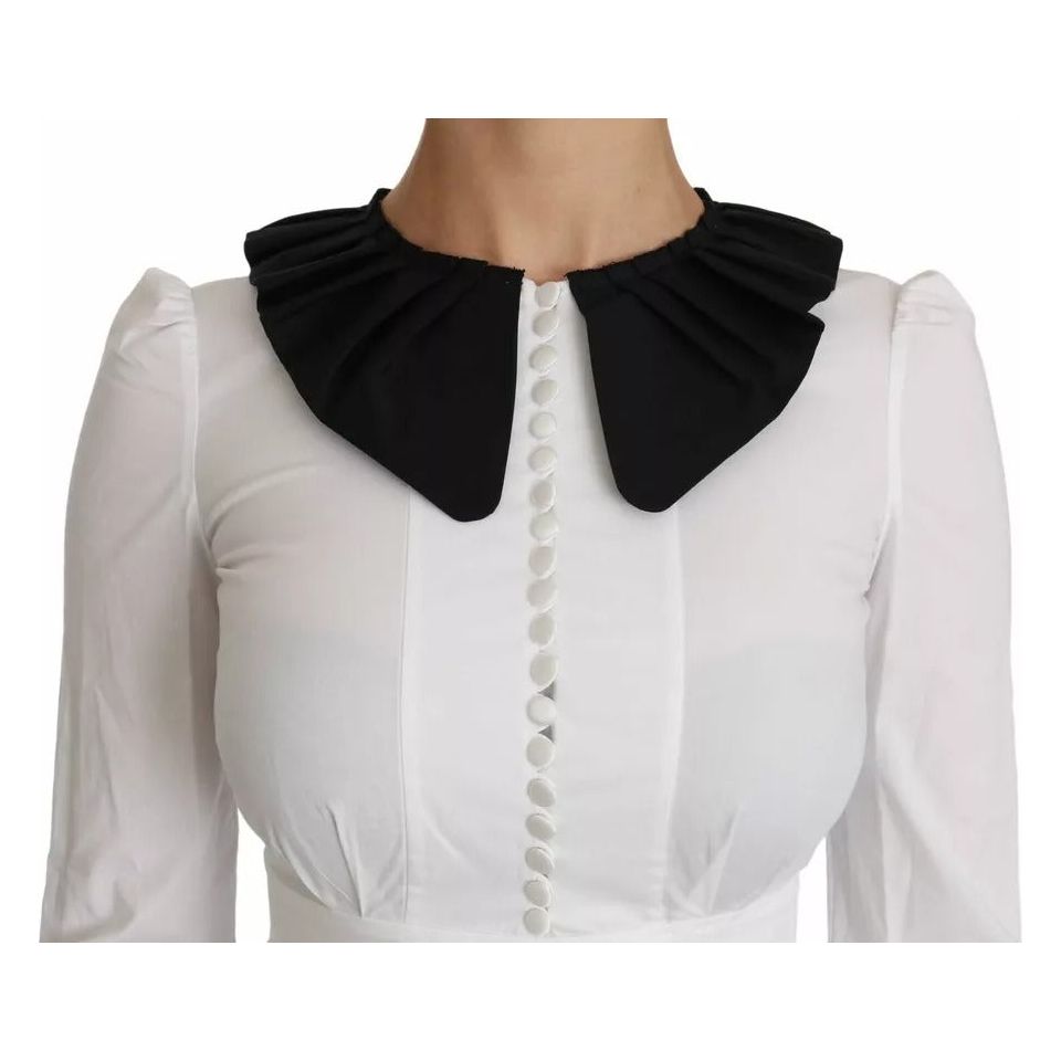 Dolce & Gabbana Black White Decorative Buttons Tops Shirt Blouse TSH3175-36