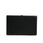 Dolce & Gabbana Black Leather Gold Frame Clutch Evening Party Purse Bag BAG4036