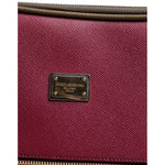 Dolce & Gabbana Fuchsia Khaki Leather Trolley Travel Wheel Suitcase Bag