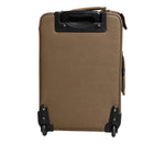 Dolce & Gabbana Fuchsia Khaki Leather Trolley Travel Wheel Suitcase Bag