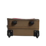 Dolce & Gabbana Fuchsia Khaki Leather Trolley Travel Wheel Suitcase Bag