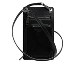 Dolce & Gabbana Black Horse Leather Zip Logo Shoulder Neck Strap Wallet BAG4210