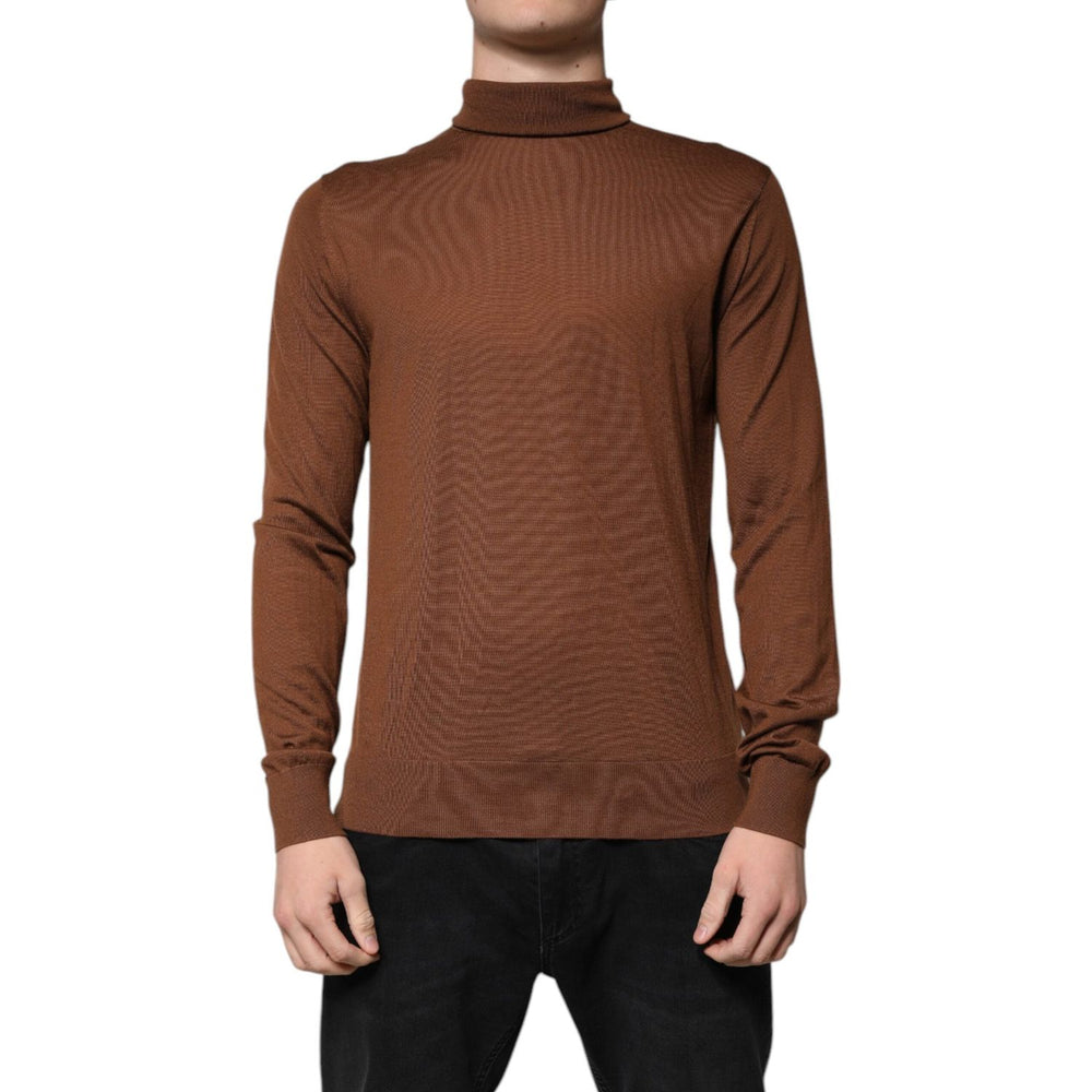 Dolce & Gabbana Brown Cashmere Turtleneck Pullover Sweater 1728,67345645728,Bronze,Clothing,Dolce & Gabbana,IT48 | M,Material: 100% cashmere,Men,Men - Clothing,Preowned / Defect,Sweaters - Men - Clothing Dolce & Gabbana TSH86925-48
