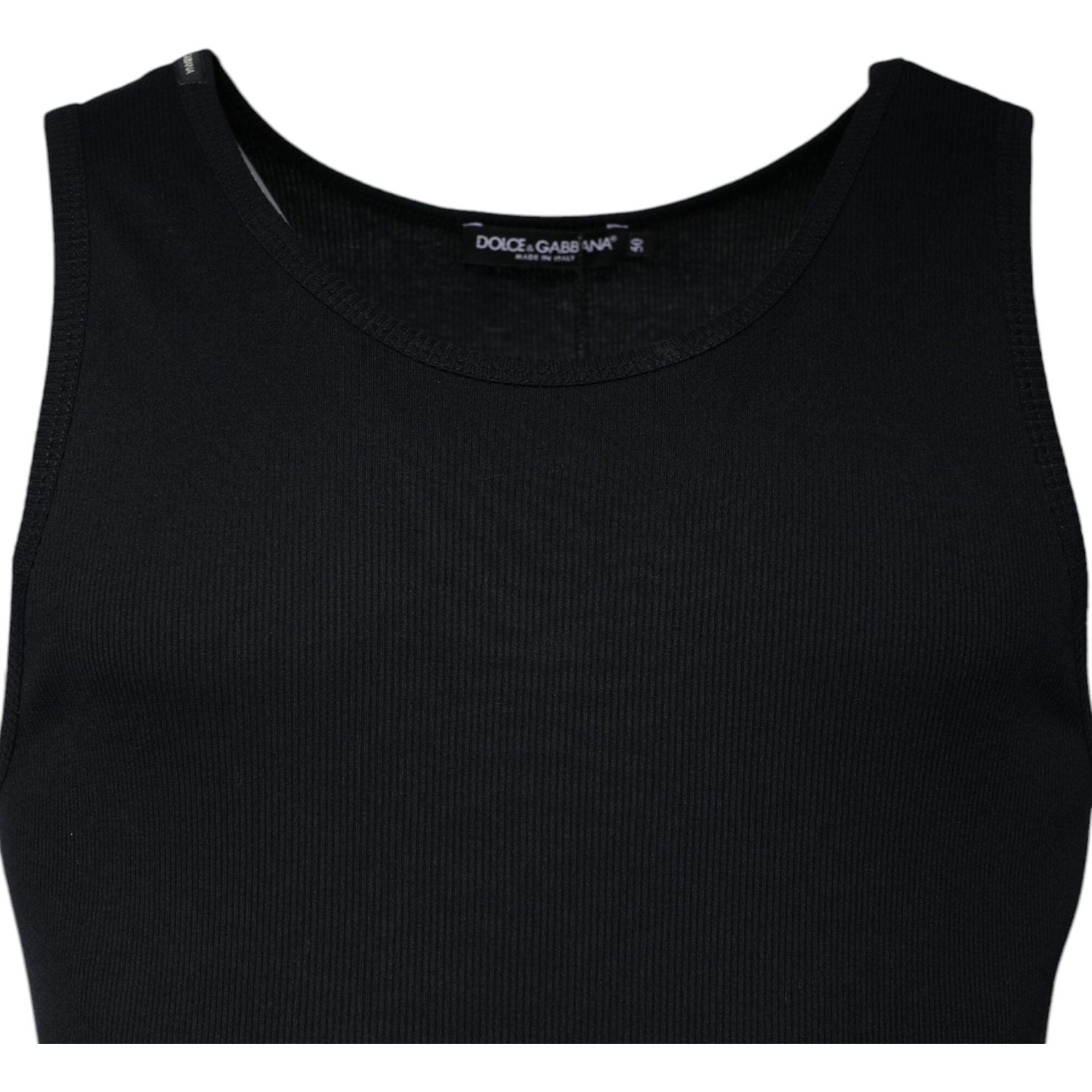 Dolce & Gabbana Black Cotton Sleeveless Round Neck Tank T-shirt