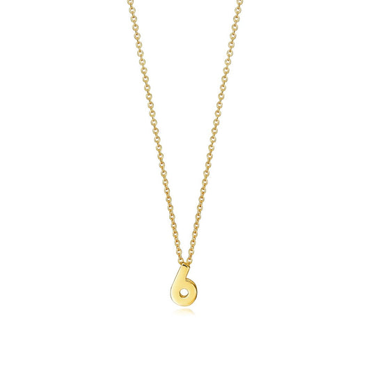 Gold necklace with number pendant, showcasing elegance and simplicity. Ideal for adding a subtle charm to any outfit.