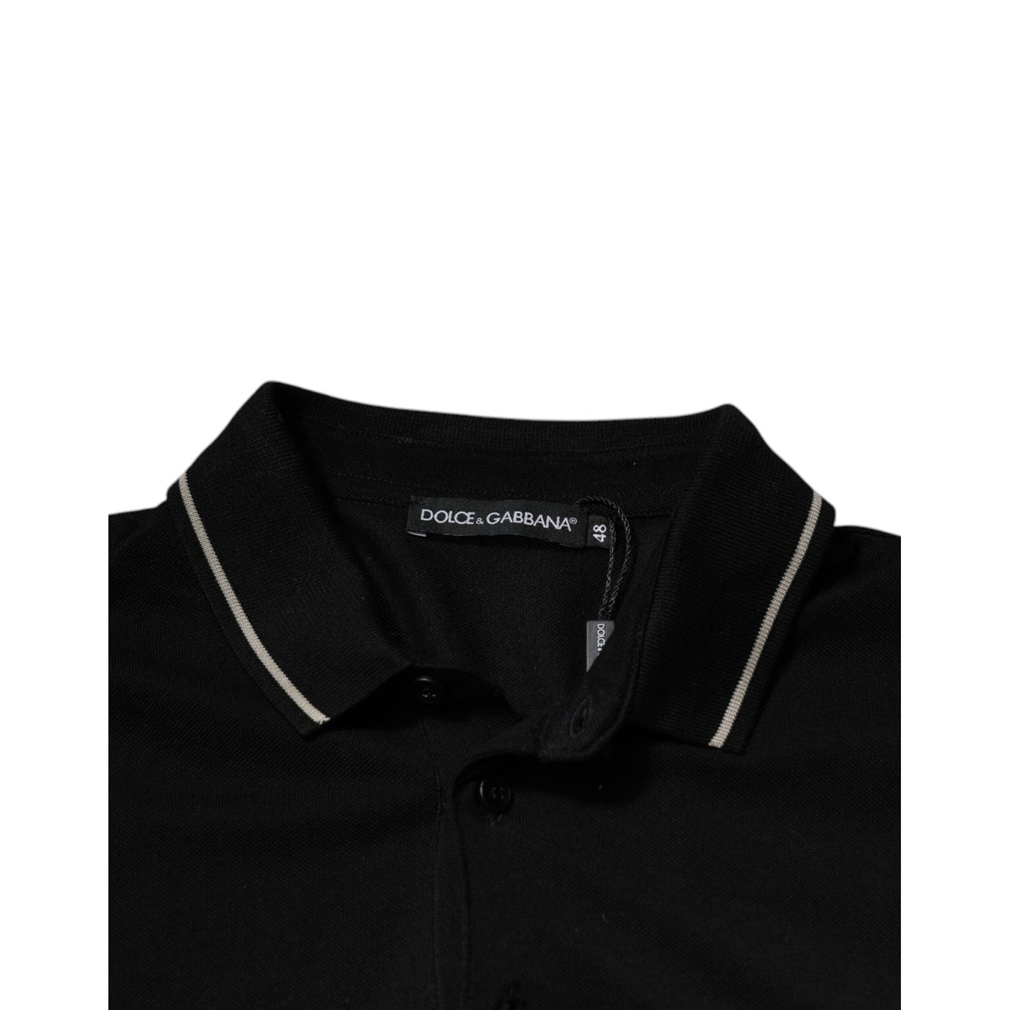 Dolce & Gabbana Black White Cotton Short Sleeves Polo T-shirt