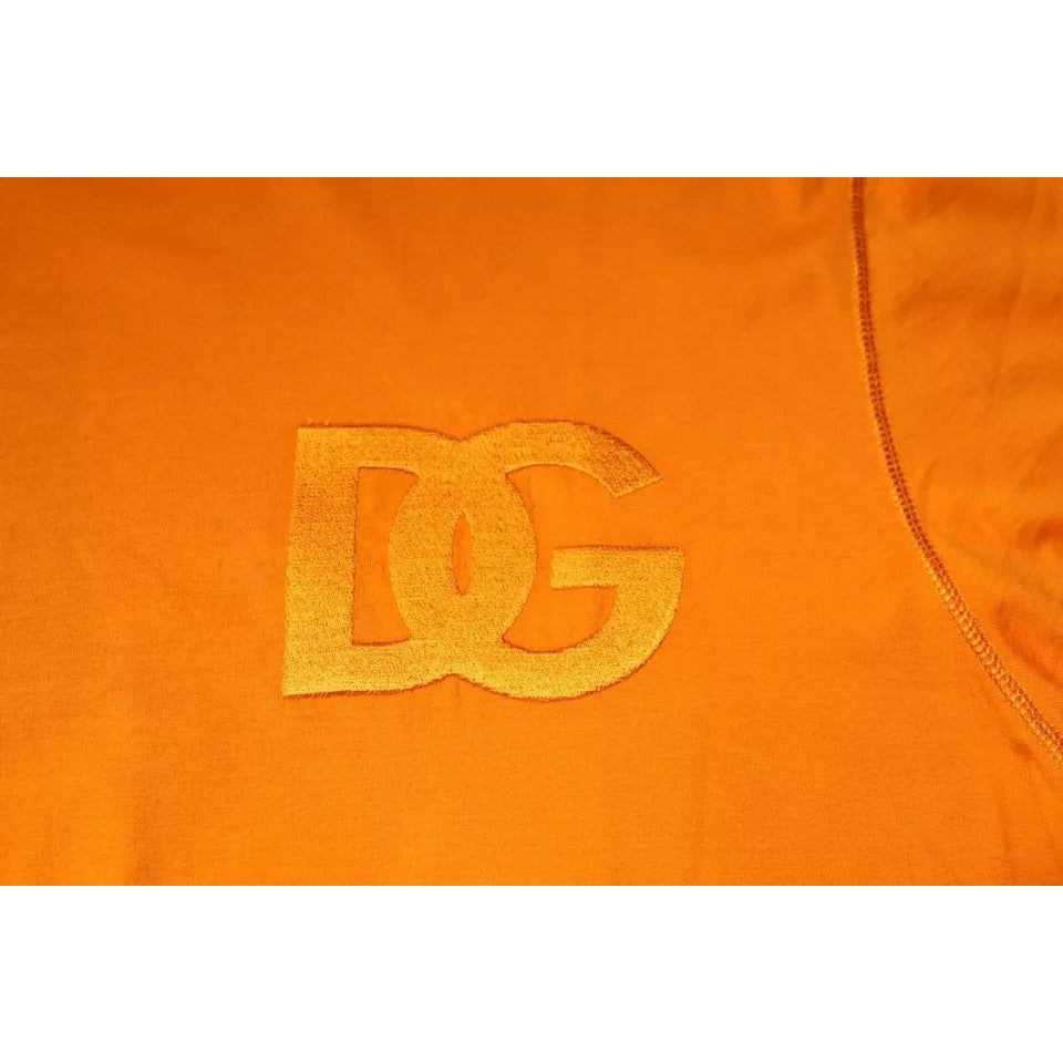 Dolce & Gabbana Orange Logo Cotton Crew Neck T-shirt