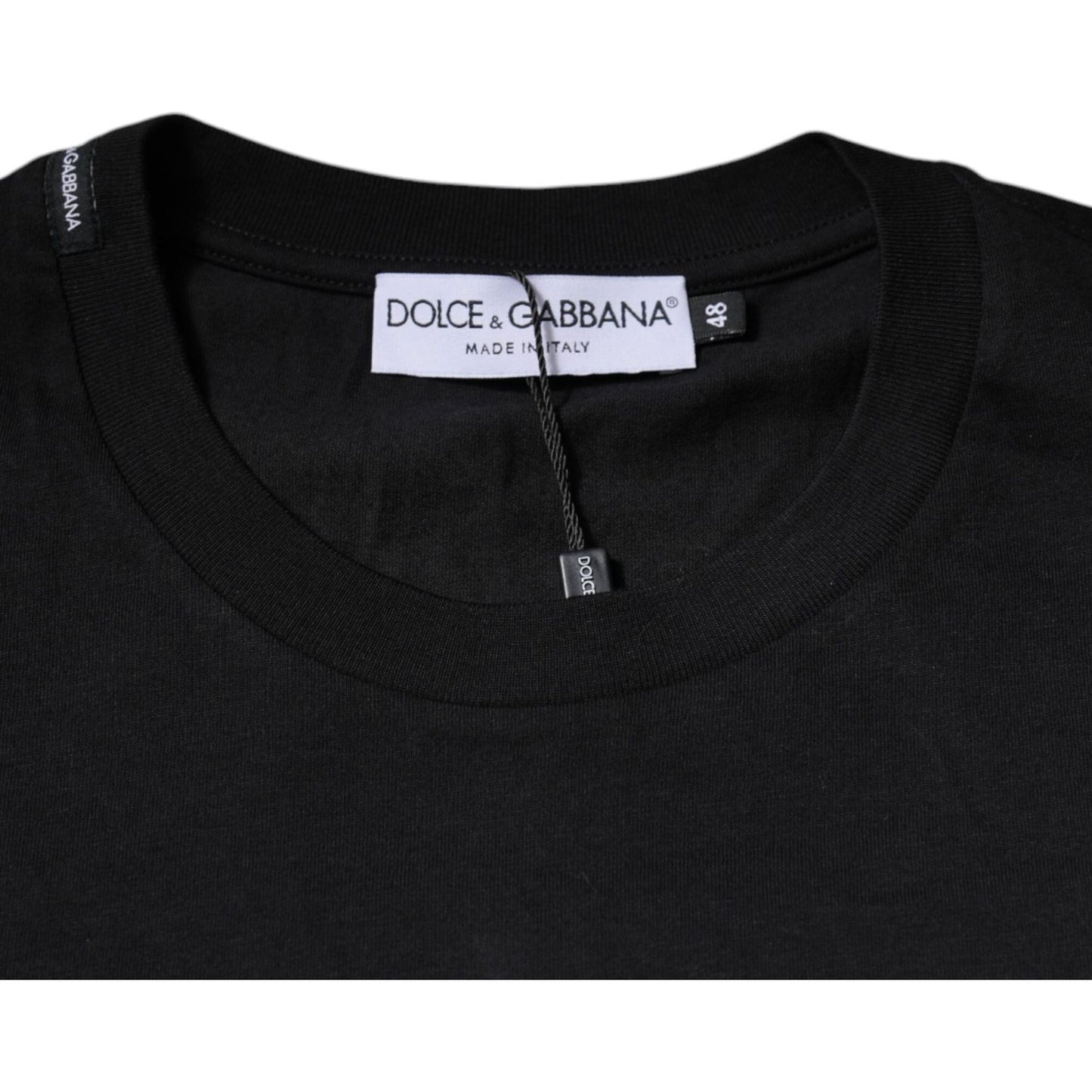Dolce & Gabbana Black Cotton Crew Neck Short Sleeves T-shirt TSH87648-48