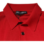 Dolce & Gabbana Red Cashmere Collared Pullover Sweater 1728,67345645728,Clothing,Dolce & Gabbana,IT54 | XL,Material: 100% cashmere,Men,Men - Clothing,Preowned / Defect,Red,Sweaters - Men - Clothing Dolce & Gabbana TSH87715-54