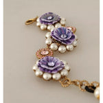 Dolce & Gabbana FIORI BLOOMING Floral Baroque Crystals Brass Bracelet SMY100556