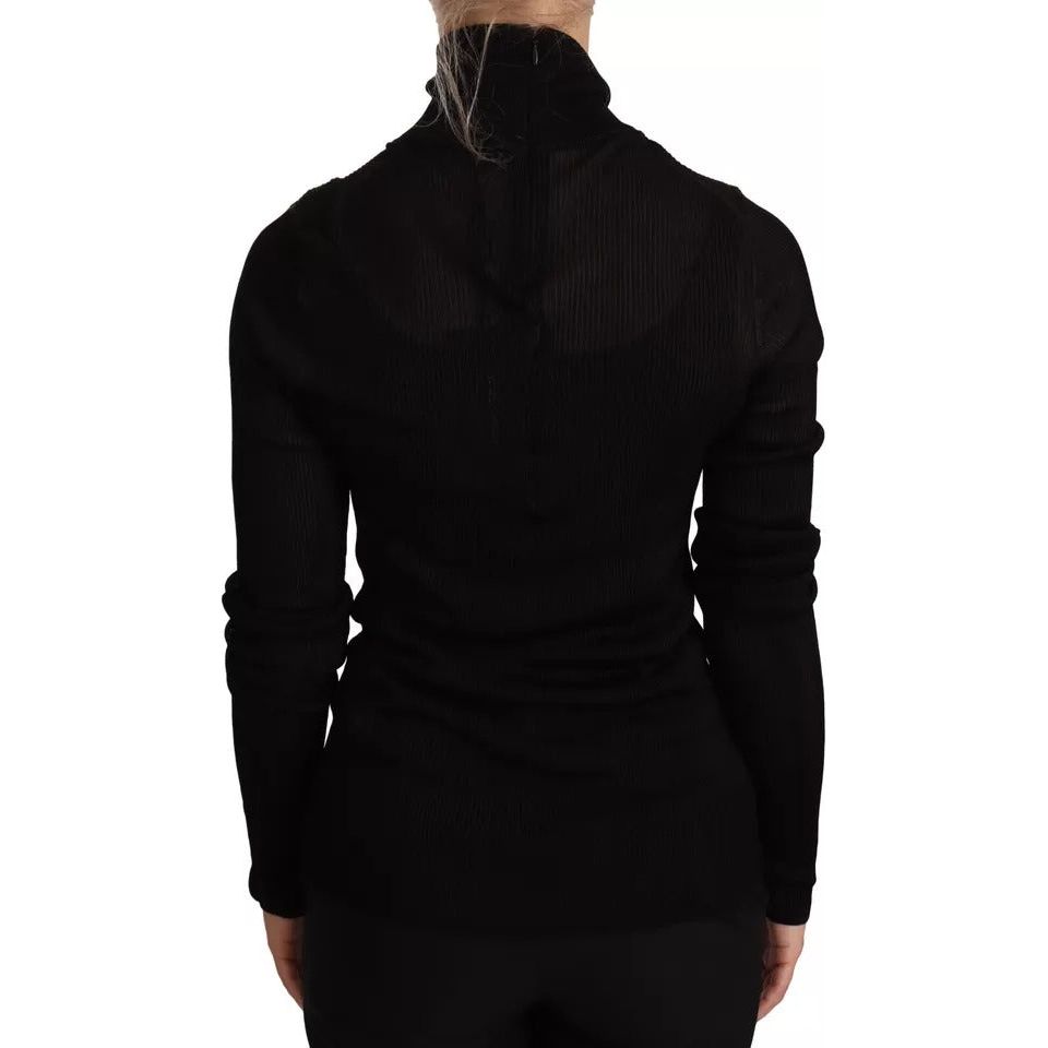 Dolce & Gabbana Black Turtleneck Slim Fit Pullover Sweater 1728,67345645728,Black,Clothing,Dolce & Gabbana,IT48 | XL,Material: 98% Viscose 2% Nylon,Preowned / Defect,Sweaters - Women - Clothing,Women,Women - Clothing Dolce & Gabbana TSH6648-48