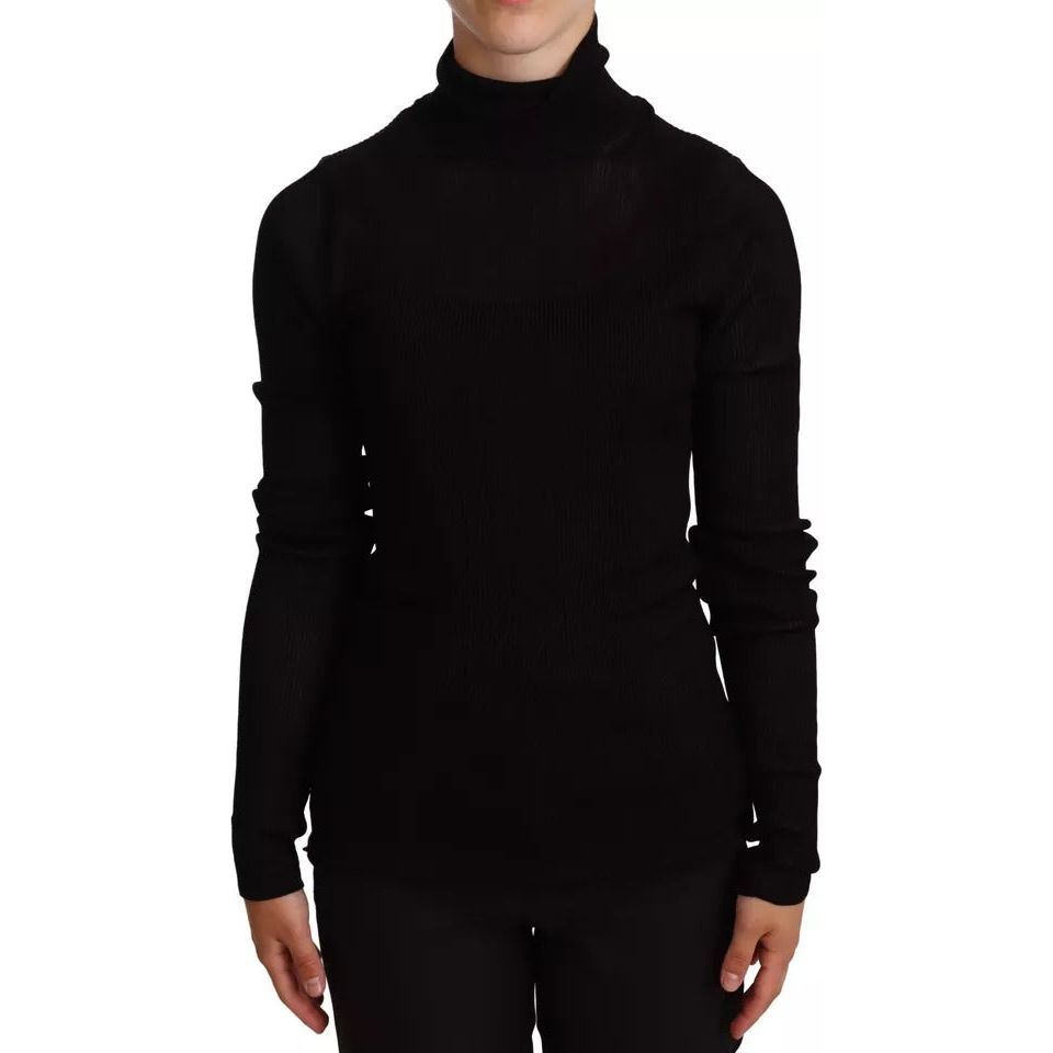 Dolce & Gabbana Black Turtleneck Slim Fit Pullover Sweater 1728,67345645728,Black,Clothing,Dolce & Gabbana,IT48 | XL,Material: 98% Viscose 2% Nylon,Preowned / Defect,Sweaters - Women - Clothing,Women,Women - Clothing Dolce & Gabbana TSH6648-48