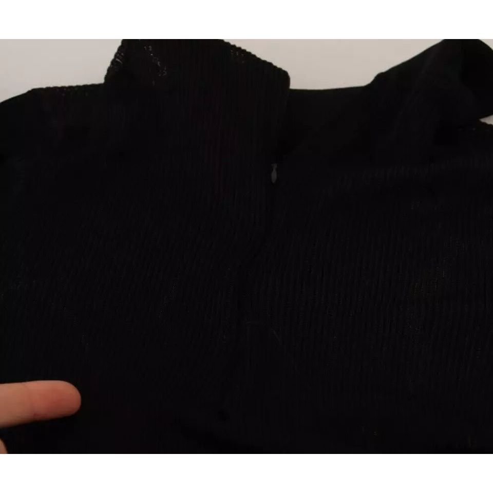 Dolce & Gabbana Black Turtleneck Slim Fit Pullover Sweater 1728,67345645728,Black,Clothing,Dolce & Gabbana,IT48 | XL,Material: 98% Viscose 2% Nylon,Preowned / Defect,Sweaters - Women - Clothing,Women,Women - Clothing Dolce & Gabbana TSH6648-48