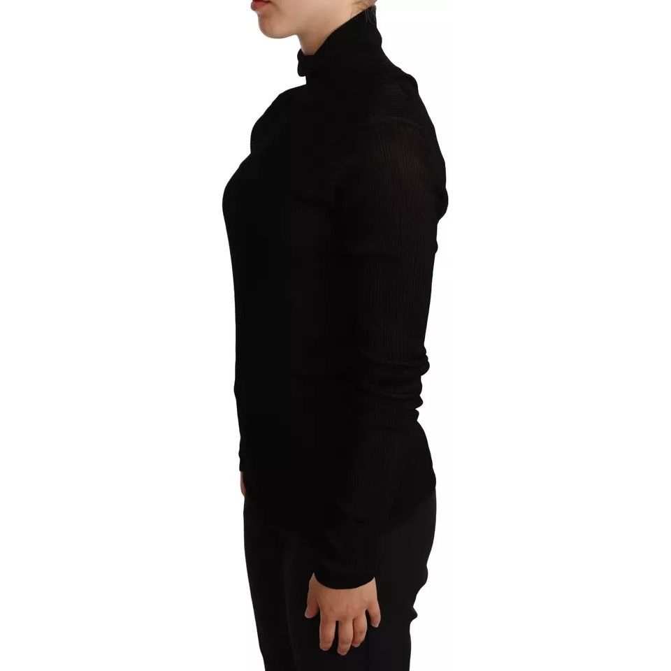 Dolce & Gabbana Black Turtleneck Slim Fit Pullover Sweater 1728,67345645728,Black,Clothing,Dolce & Gabbana,IT48 | XL,Material: 98% Viscose 2% Nylon,Preowned / Defect,Sweaters - Women - Clothing,Women,Women - Clothing Dolce & Gabbana TSH6648-48