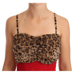 Dolce & Gabbana Brown Leopard Red Tulle Sheath Midi Dress 1728,67345645728,Clothing,Dolce & Gabbana,Dresses - Women - Clothing,IT36 | S,Material: 57% Cotton 18% Nylon 15% Elastane 10% Silk,New with tags,Red,Women,Women - Clothing Dolce & Gabbana DR28736-3