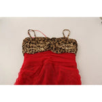 Dolce & Gabbana Brown Leopard Red Tulle Sheath Midi Dress 1728,67345645728,Clothing,Dolce & Gabbana,Dresses - Women - Clothing,IT36 | S,Material: 57% Cotton 18% Nylon 15% Elastane 10% Silk,New with tags,Red,Women,Women - Clothing Dolce & Gabbana DR28736-3