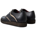 Dolce & Gabbana Black Leather Beige Derby Dress Shoes MV5133-40