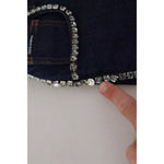 Dolce & Gabbana Blue Denim Stretch Crystal Hot Pants Shorts PAN74578-38