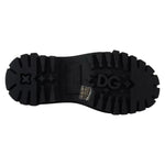 Dolce & Gabbana Black Leather Trekking Derby Embellished Shoes LA12915-36