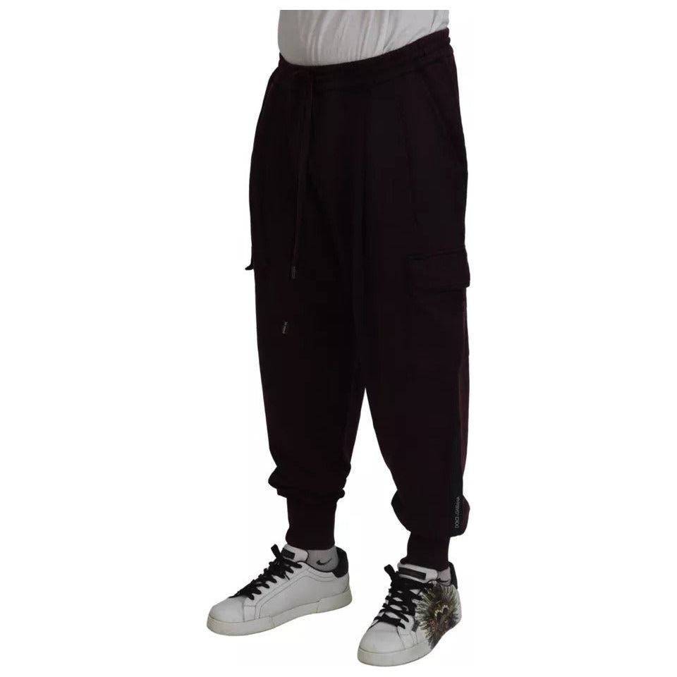 Dolce & Gabbana Bordeaux Cotton Cargo Jogger Sweatpants Pants 1728,67345645728,Bordeaux,Clothing,Dolce & Gabbana,IT56 | XL,Jeans & Pants - Men - Clothing,Material: 100% Cotton,Men,Men - Clothing,Preowned / Defect Dolce & Gabbana PAN74741-56