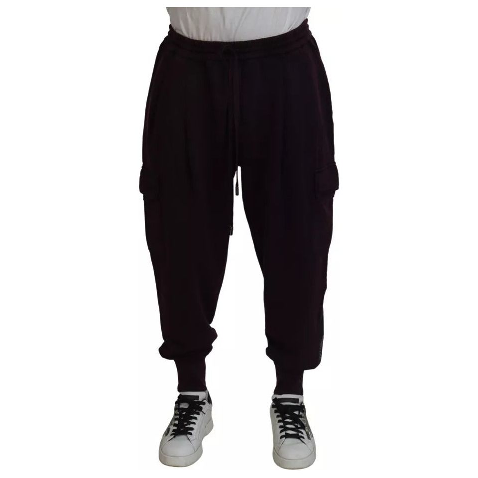 Dolce & Gabbana Bordeaux Cotton Cargo Jogger Sweatpants Pants 1728,67345645728,Bordeaux,Clothing,Dolce & Gabbana,IT56 | XL,Jeans & Pants - Men - Clothing,Material: 100% Cotton,Men,Men - Clothing,Preowned / Defect Dolce & Gabbana PAN74741-56