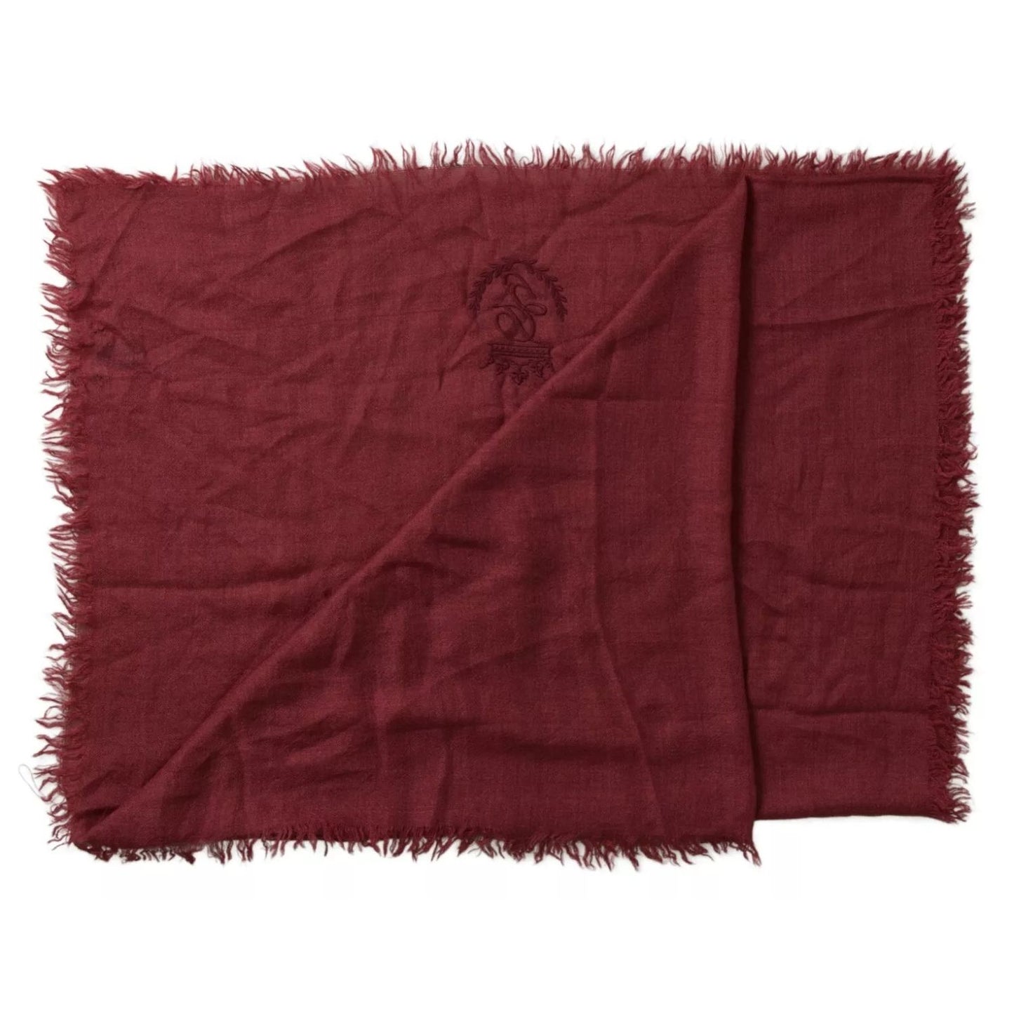 Dolce & Gabbana Maroon Cashmere Knit Wrap Shawl Fringe Scarf MS7061