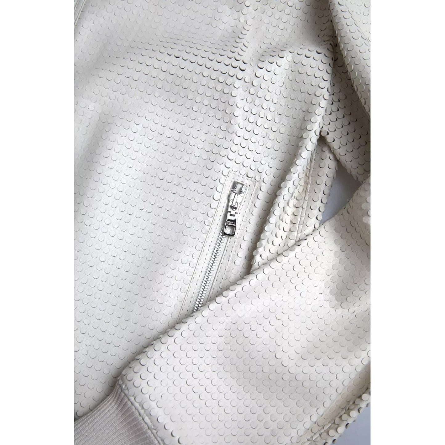 Dolce & Gabbana Off White LeatherPerforated Full Zip Jacket JKT3658-54
