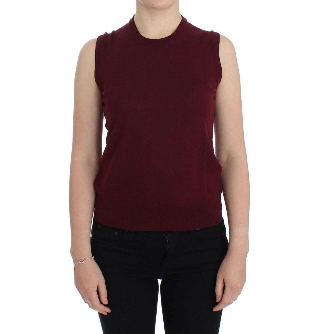Dolce & Gabbana Elegant Red Wool Sleeveless Pullover Vest Dolce & Gabbana Tan