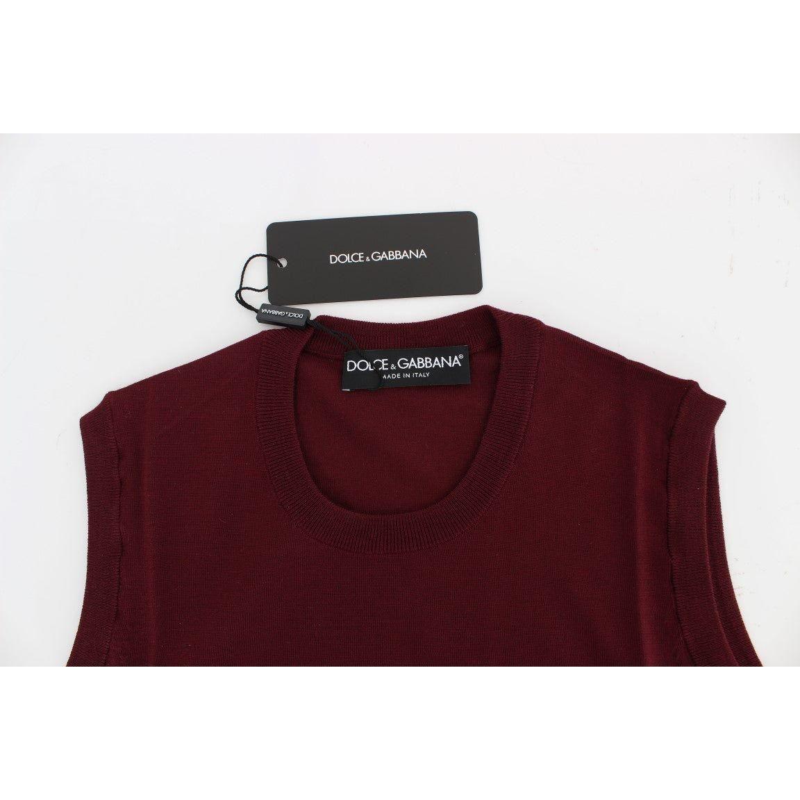 Dolce & Gabbana Elegant Red Wool Sleeveless Pullover Vest Dolce & Gabbana Black