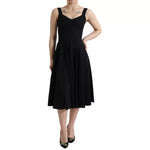 Dolce & Gabbana Black Sleeveless A-line Pleated Midi Dress 1728,67345645728,Black,Clothing,Dolce & Gabbana,Dresses - Women - Clothing,IT36 | XS,Preowned / Defect,Women,Women - Clothing Dolce & Gabbana DR281009-36