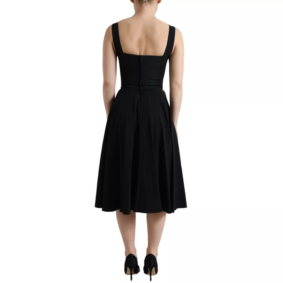 Dolce & Gabbana Black Sleeveless A-line Pleated Midi Dress 1728,67345645728,Black,Clothing,Dolce & Gabbana,Dresses - Women - Clothing,IT36 | XS,Preowned / Defect,Women,Women - Clothing Dolce & Gabbana DR281009-36