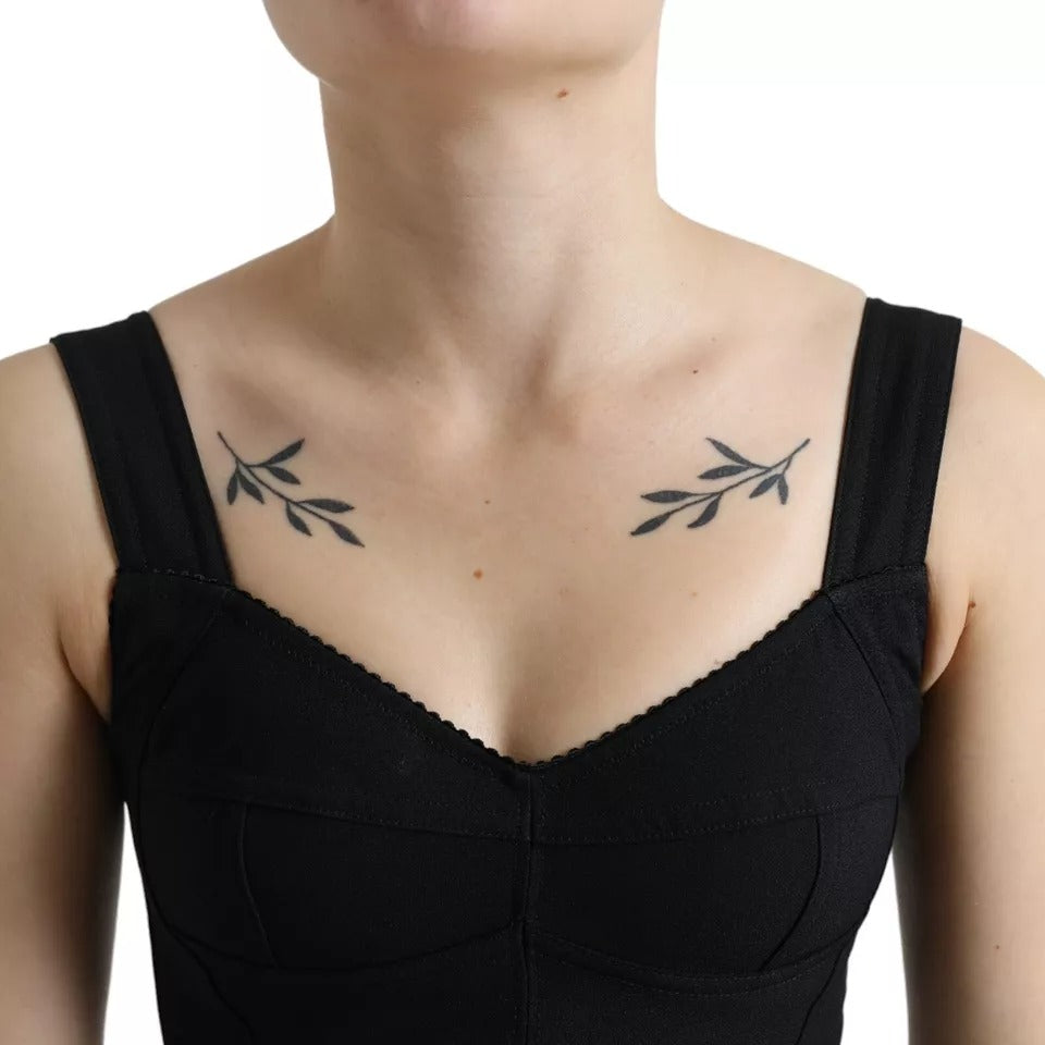 Dolce & Gabbana Black Sleeveless A-line Pleated Midi Dress 1728,67345645728,Black,Clothing,Dolce & Gabbana,Dresses - Women - Clothing,IT36 | XS,Preowned / Defect,Women,Women - Clothing Dolce & Gabbana DR281009-36