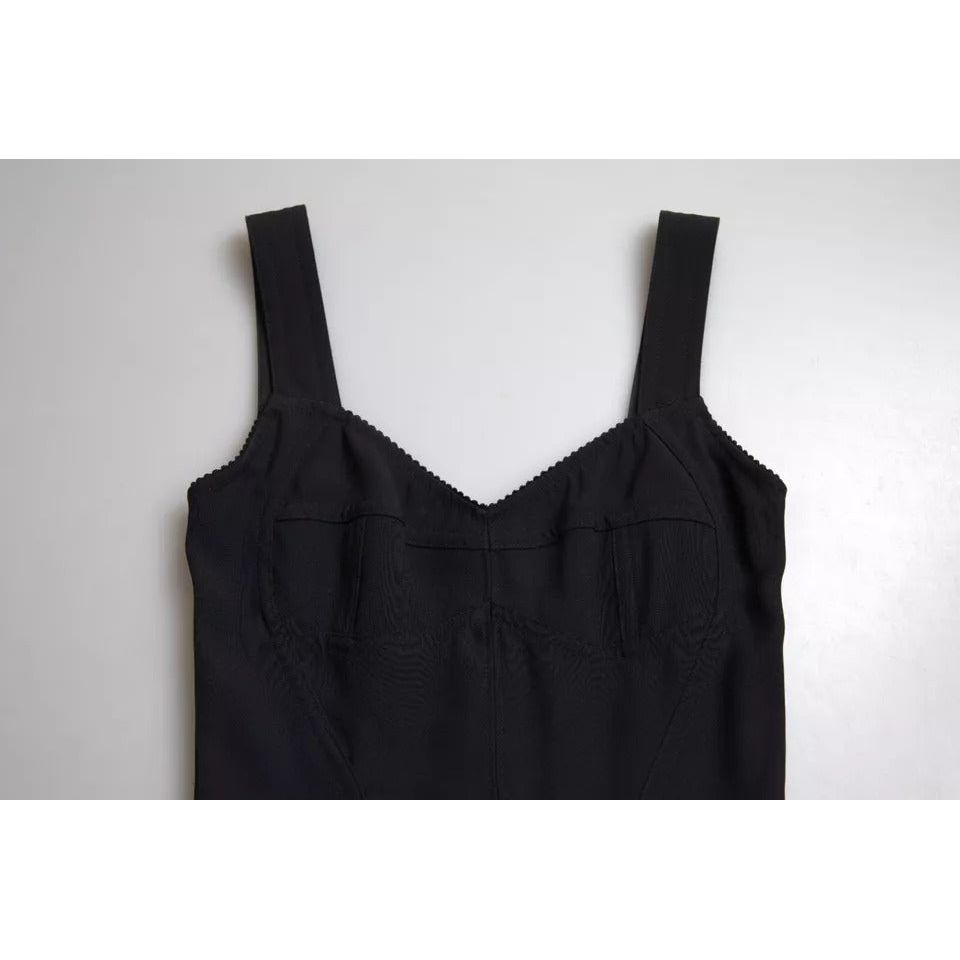 Dolce & Gabbana Black Sleeveless A-line Pleated Midi Dress 1728,67345645728,Black,Clothing,Dolce & Gabbana,Dresses - Women - Clothing,IT36 | XS,Preowned / Defect,Women,Women - Clothing Dolce & Gabbana DR281009-36