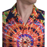 Dolce & Gabbana Multicolor Luminarie Print Men Silk Shirt TSH94189-38