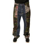 Dolce & Gabbana Blue Patchwork Cotton Straight Denim Jeans