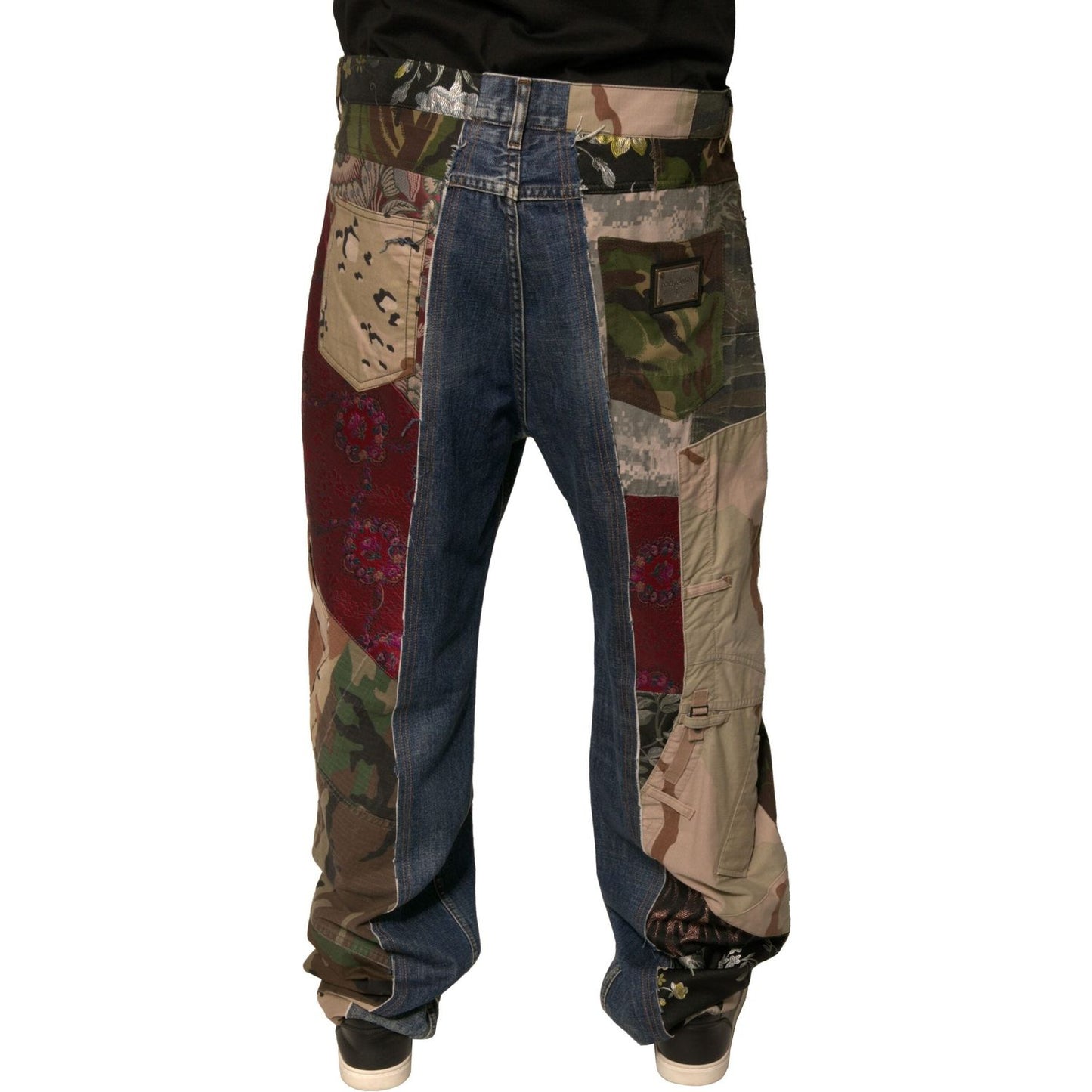 Dolce & Gabbana Blue Patchwork Cotton Straight Denim Jeans