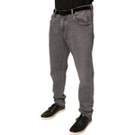 Dolce & Gabbana Gray Logo Cotton Stretch Skinny Denim Jeans