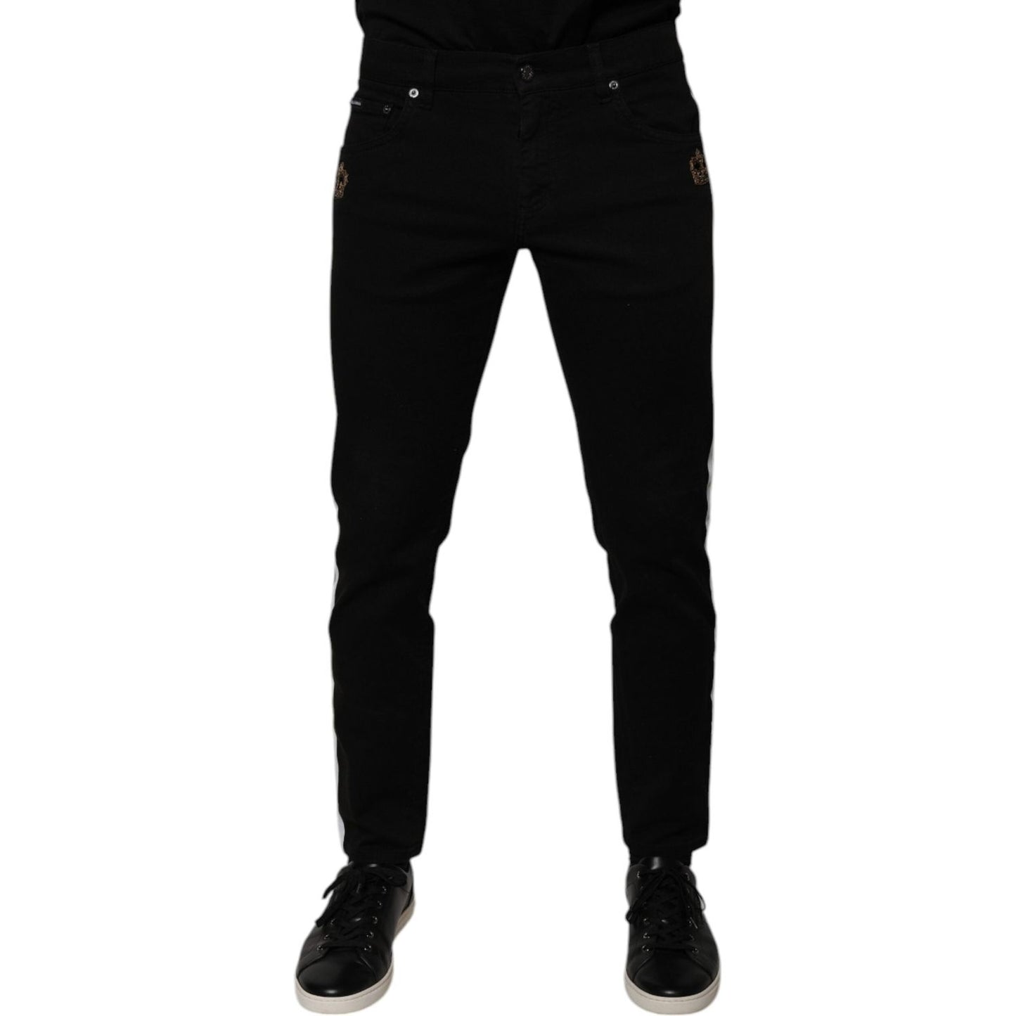 Dolce & Gabbana Black Crown White Lining Skinny Denim Jeans PAN75879-48