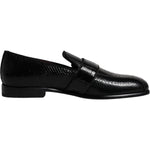 Dolce & Gabbana Black Exotic Leather DG Logo Loafers Formal Dress Shoes MV6790-42