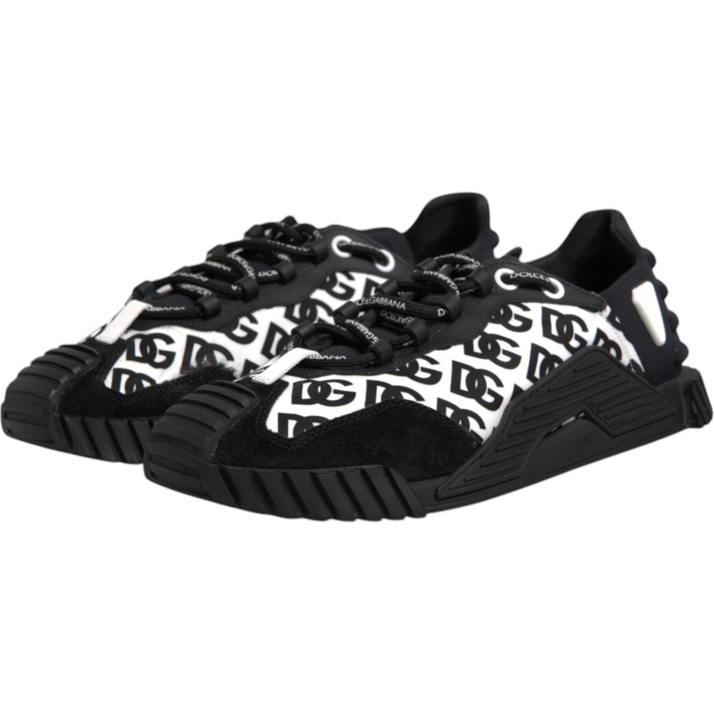 Dolce & Gabbana Black Logo Nylon Low Top NS1 Sneakers Shoes MV6683-45