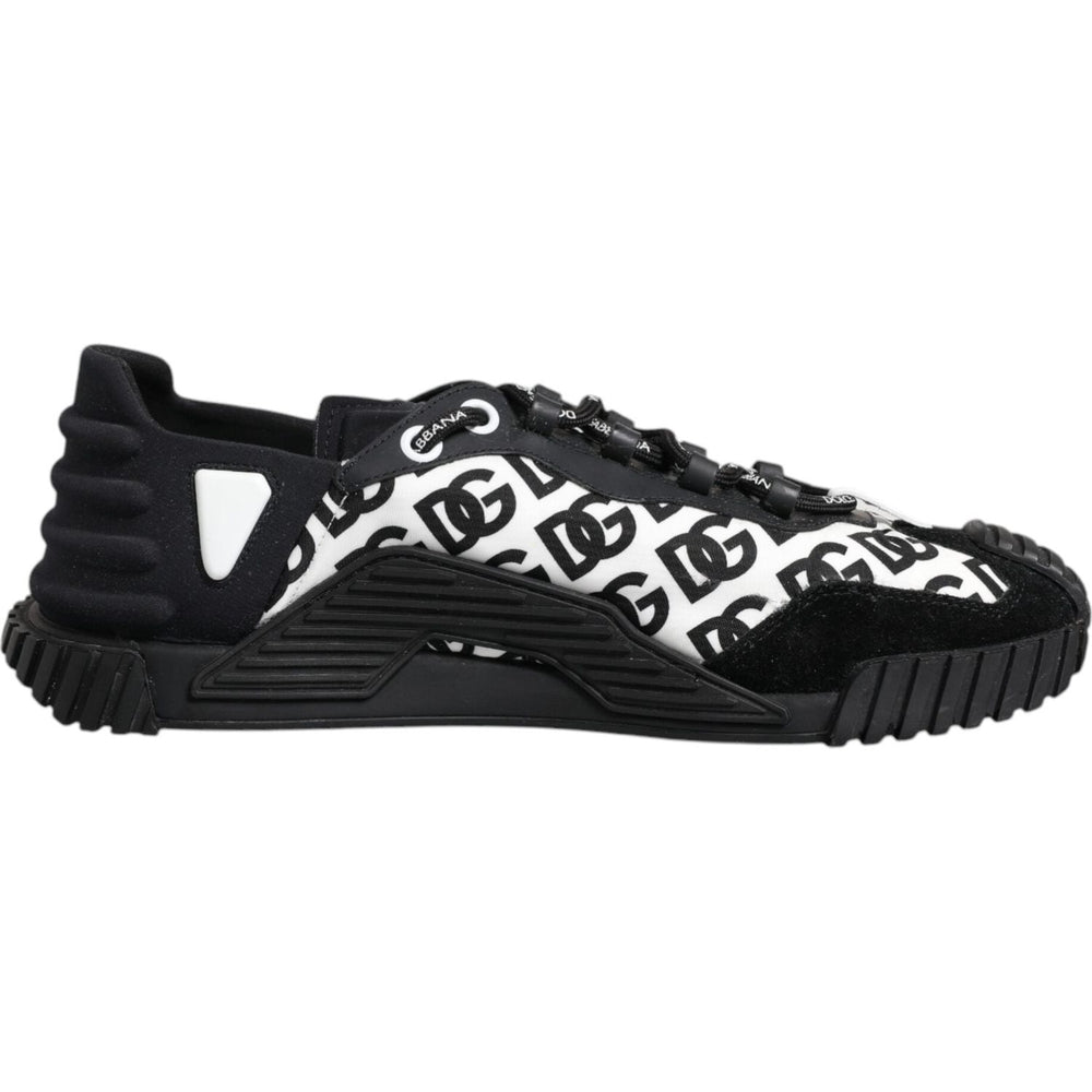 Dolce & Gabbana Black Logo Nylon Low Top NS1 Sneakers Shoes MV6683-45