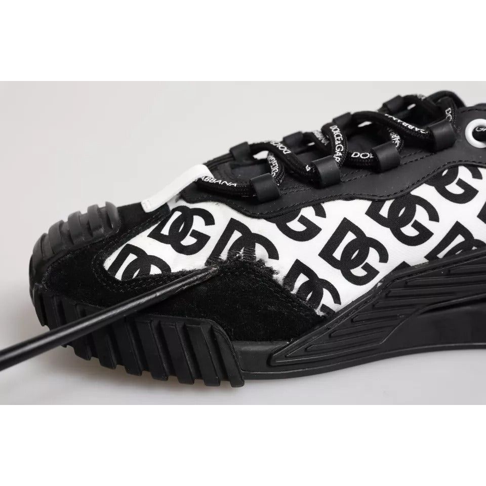 Dolce & Gabbana Black Logo Nylon Low Top NS1 Sneakers Shoes MV6683-45